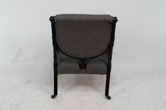 A Stylish Aesthetic Movement Ebonised & Professionally Upholstered Armchair with Sweeping Side Rails - Thumbnail 20