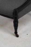 A Stylish Aesthetic Movement Ebonised & Professionally Upholstered Armchair with Sweeping Side Rails - Thumbnail 16