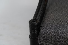 A Stylish Aesthetic Movement Ebonised & Professionally Upholstered Armchair with Sweeping Side Rails - Thumbnail 13
