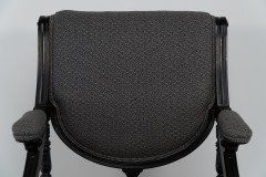 A Stylish Aesthetic Movement Ebonised & Professionally Upholstered Armchair with Sweeping Side Rails - Thumbnail 9