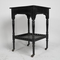 Aesthetic Movement Ebonised Walnut Two-Tier Side Table c.1880 - Thumbnail 2
