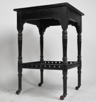 Aesthetic Movement Ebonised Walnut Two-Tier Side Table c.1880 - Thumbnail 3