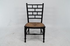 E. W. Godwin Style Anglo-Japanese Rush Seat Ebonised Side Chair - Thumbnail 2