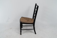 E. W. Godwin Style Anglo-Japanese Rush Seat Ebonised Side Chair - Thumbnail 4