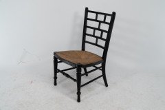E. W. Godwin Style Anglo-Japanese Rush Seat Ebonised Side Chair - Thumbnail 3