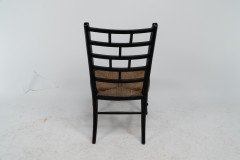 E. W. Godwin Style Anglo-Japanese Rush Seat Ebonised Side Chair - Thumbnail 14