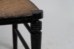 E. W. Godwin Style Anglo-Japanese Rush Seat Ebonised Side Chair - Thumbnail 9