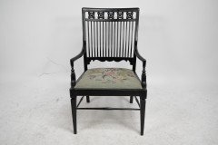 Liberty & Co., an Aesthetic Movement Moorish Low Armchair with Mashrabiya Turnings - Thumbnail 2