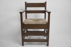 M. H. Baillie Scott by J P White. An Arts & Crafts Walnut Armchair with New Rush Seat - Thumbnail 2