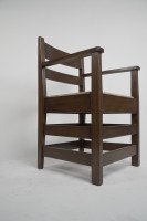 M. H. Baillie Scott by J P White. An Arts & Crafts Walnut Armchair with New Rush Seat - Thumbnail 4