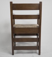 M. H. Baillie Scott by J P White. An Arts & Crafts Walnut Armchair with New Rush Seat - Thumbnail 8