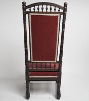 Thomas Edward Collcutt for Collinson & Lock. A Fine Quality Walnut High Back Chair with Later Maroon Upholstery - Thumbnail 10