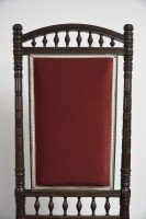 Thomas Edward Collcutt for Collinson & Lock. A Fine Quality Walnut High Back Chair with Later Maroon Upholstery - Thumbnail 6