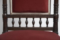 Thomas Edward Collcutt for Collinson & Lock. A Fine Quality Walnut High Back Chair with Later Maroon Upholstery - Thumbnail 7