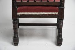 Thomas Edward Collcutt for Collinson & Lock. A Fine Quality Walnut High Back Chair with Later Maroon Upholstery - Thumbnail 12
