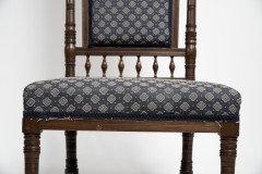Thomas Edward Collcutt for Collinson & Lock. A Fine Quality Walnut High Back Chair with Later Blue Upholstery - Thumbnail 6