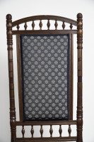 Thomas Edward Collcutt for Collinson & Lock. Walnut High Back Chair with Later Blue Upholstery - Thumbnail 5