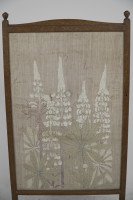 Selwyn Image for the Century Guild. A Rare Arts & Crafts Oak & Floral Embroidery Fire Screen with Stylized Foxgloves - Thumbnail 5
