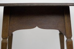 Liberty & Co., attributed. An Arts & Crafts Oak Two-tier Side Table with a Moorish Apron Underneath the Top - Thumbnail 7