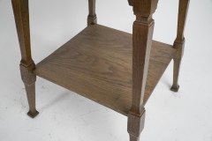 Liberty & Co., attributed. An Arts & Crafts Oak Two-tier Side Table with a Moorish Apron Underneath the Top - Thumbnail 13