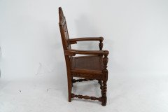 E. W. Godwin Attributed, for William Watt, probably. Oak Shakespeare Armchair with Carved & Marquetry Decoration - Thumbnail 2