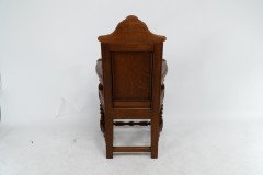 E. W. Godwin Attributed, for William Watt, probably. Oak Shakespeare Armchair with Carved & Marquetry Decoration - Thumbnail 3