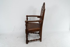 E. W. Godwin Attributed, for William Watt, probably. Oak Shakespeare Armchair with Carved & Marquetry Decoration - Thumbnail 4