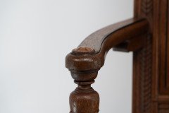 E. W. Godwin Attributed, for William Watt, probably. Oak Shakespeare Armchair with Carved & Marquetry Decoration - Thumbnail 9