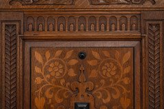 E. W. Godwin Attributed, for William Watt, probably. Oak Shakespeare Armchair with Carved & Marquetry Decoration - Thumbnail 10