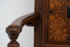 E. W. Godwin Attributed, for William Watt, probably. Oak Shakespeare Armchair with Carved & Marquetry Decoration - Thumbnail 11
