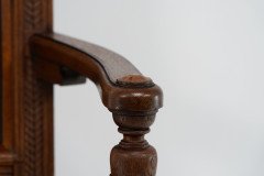 E. W. Godwin Attributed, for William Watt, probably. Oak Shakespeare Armchair with Carved & Marquetry Decoration - Thumbnail 13