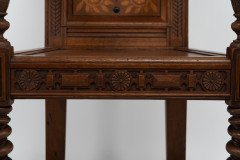 E. W. Godwin Attributed, for William Watt, probably. Oak Shakespeare Armchair with Carved & Marquetry Decoration - Thumbnail 15
