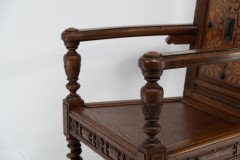E. W. Godwin Attributed, for William Watt, probably. Oak Shakespeare Armchair with Carved & Marquetry Decoration - Thumbnail 19
