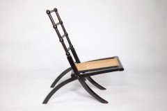 E. W. Godwin Style Of. Aesthetic Movement Ebonized Folding Chair with New Cane Seat - Thumbnail 6