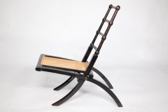 E. W. Godwin Style Of. Aesthetic Movement Ebonized Folding Chair with New Cane Seat - Thumbnail 7