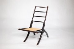 E. W. Godwin Style Of. Aesthetic Movement Ebonized Folding Chair with New Cane Seat - Thumbnail 8