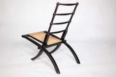 E. W. Godwin Style Of. Aesthetic Movement Ebonized Folding Chair with New Cane Seat - Thumbnail 3