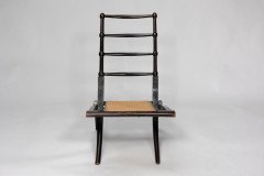 E. W. Godwin Style Of. Aesthetic Movement Ebonized Folding Chair with New Cane Seat - Thumbnail 2