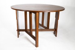 Liberty & Co., An Arts & Crafts 1/4 Salon Oak Drop Leaf Table with Stylised Floral Carved Decoration - Thumbnail 4