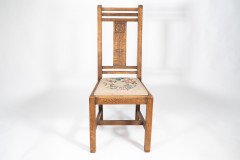 Liberty & Co., An Arts & Crafts Oak Chair with Carved Rose Decoration to the Back - Thumbnail 2