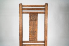 Liberty & Co., An Arts & Crafts Oak Chair with Carved Rose Decoration to the Back - Thumbnail 9