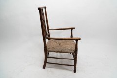 Liberty & Co., Arts & Crafts Oak Armchair with Rush Seat - Thumbnail 3