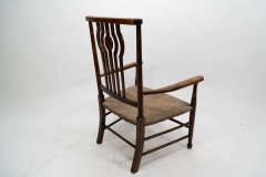 Liberty & Co., Arts & Crafts Oak Armchair with Rush Seat - Thumbnail 15