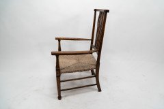 Liberty & Co., Arts & Crafts Oak Armchair with Rush Seat - Thumbnail 4