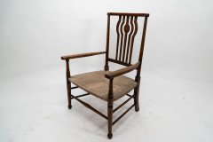 Liberty & Co., Arts & Crafts Oak Armchair with Rush Seat - Thumbnail 5
