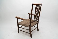 Liberty & Co., Arts & Crafts Oak Armchair with Rush Seat - Thumbnail 13