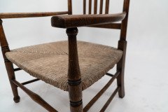 Liberty & Co., Arts & Crafts Oak Armchair with Rush Seat - Thumbnail 9