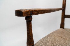 Liberty & Co., Arts & Crafts Oak Armchair with Rush Seat - Thumbnail 8