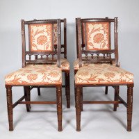 Bruce Talbert Attributed, Set of four fine quality aesthetic movement walnut dining chairs - Thumbnail 2
