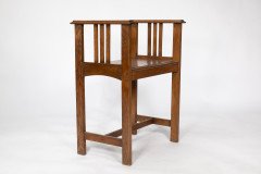 Arts & Crafts Oak piano stool with raised sides - Thumbnail 2